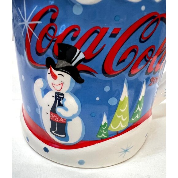Vintage 2003 Coca-Cola Holiday Mug With Snowman & Trees Design - Picture 2 of 5